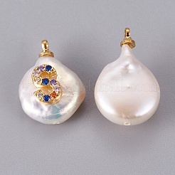 Natural Cultured Freshwater Pearl Pendants&nbsp;PEAR-F008-32G-S