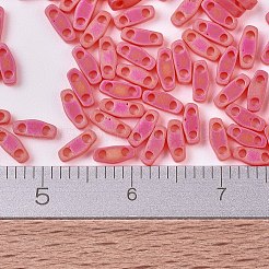 MIYUKIクォーターティラビーズ  日本製シードビーズ  2穴  （qtl140fr）マット透明赤オレンジab  5x1.2x1.9mm  穴：0.8mm  約24000個/500g&nbsp;SEED-MY05-QTL0140FR
