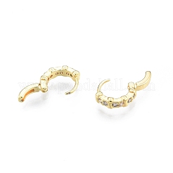 クリアキュービックジルコニア長方形フープピアス  女性のための真鍮のアクセサリー  18KGP本金メッキ  10x10x3mm  ピン：0.8mm&nbsp;EJEW-C048-05G