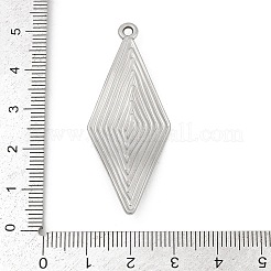 304ステンレスペンダント  ひし形チャーム  変色防止  ステンレス鋼色  49.5x20x2mm  穴：2mm&nbsp;STAS-D366-02B-P