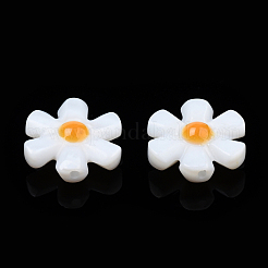 天然淡水シェルエナメルビーズ  花  オレンジ  12x12x4mm  穴：0.8mm&nbsp;SHEL-N003-27E