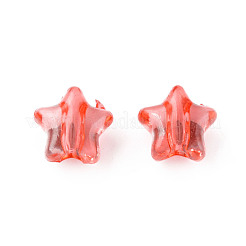 透明なアクリルビーズ  スター  サクランボ色  9x9.5x5.5mm  穴：2mm  約2000個/500g&nbsp;MACR-S373-45-B06
