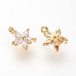 真鍮キュービックジルコニアチャーム  ニッケルフリー  18KGP本金メッキ  花  11x9x3mm  穴：1mm&nbsp;KK-Q669-28G