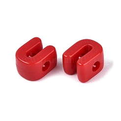 オペークアクリルヨーロピアンビーズ  大穴ビーズ  U字  クリムゾン  20.5x17.5x13.5mm  穴：6mm  約152個/500g&nbsp;OACR-M027-01U-10