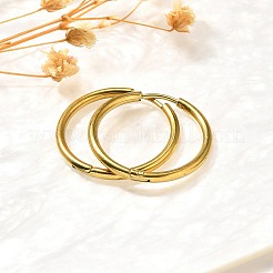 女性用304ステンレスフープピアス  イオンプレーティング（ip）  14KGP本金メッキ  23.5x2mm&nbsp;EJEW-M068-15F-G