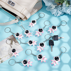 30Pcs 2 Styles Astronaut PVC & Iron Pendant Keychains&nbsp;KEYC-NB0001-84A