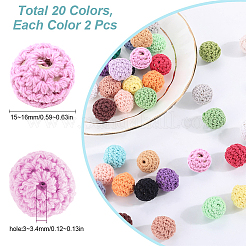 40Pcs 20 Colors Organic Wool Fabric Beads&nbsp;FIND-SC0009-18