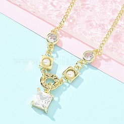 Brass Micro Pave Clear Cubic Zirconia Charm Bracelets for Women&nbsp;BJEW-C083-01B-G