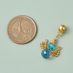 ガラスシードビーズ編みのヨーロッパ風ダングルチャーム  合金のベイルが付いた天使の大きな穴のペンダント  ゴールドカラー  ミックスカラー  23x16.5x8mm  穴：5mm&nbsp;PALLOY-MZ00356