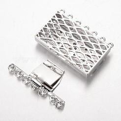 Brass Cubic Zirconia Box Clasps&nbsp;ZIRC-O020-09P-NR