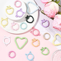 16Pcs Spray Painted Alloy Spring Gate Rings&nbsp;FIND-YW0010-86