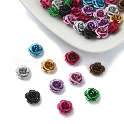 50個10色アルミビーズ  艶消し  長持ちメッキ  5  - 花びらの花  ミックスカラー  7.5~8x5mm  穴：1mm  5個/カラー&nbsp;ALUM-YW0001-06A