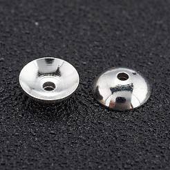 真鍮ビーズキャップ  カドミウムフリー＆鉛フリー  長持ちメッキ  花弁のない  925銀メッキ  4x1.5mm  穴：1.2mm&nbsp;X-KK-H759-37A-S