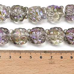 電気メッキガラスビーズ連売り  キツネ  半分メッキ  虹メッキ  グレー  18x18x13.5mm  穴：1.5mm  約40個/連  27.17''（69センチメートル）&nbsp;EGLA-H110-01HR-04