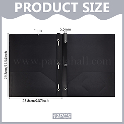 PPプラスチックファイルフォルダー  シート ドキュメント オーガナイザー  長方形  ブラック  293x238x4mm  穴：5.5mm&nbsp;AJEW-WH0455-415A