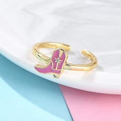 Rack Plating Brass Micro Pave Cubic Zirconia Open Cuff Rings for Women&nbsp;KK-K392-59G-03