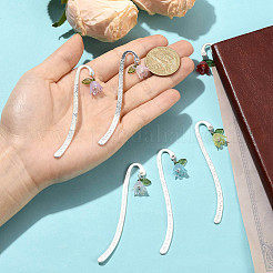 合金ブックマーク6個  花  アクリルパーツ付き  ミックスカラー  93mm&nbsp;AJEW-FS00003