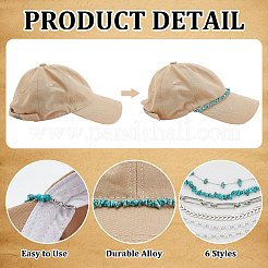 2 Sets 2 Styles Synthetic Turquoise & Plastic Imitation Pearl Beads & 304 Stainless Steel Link Baseball Cap Chain&nbsp;AJEW-GO0002-26