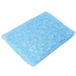 ポリエステル織物  服装アクセサリー  雪の結晶模様  ライトスカイブルー  1500mm&nbsp;DIY-WH20025-048B