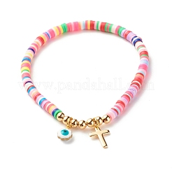 Handmade Polymer Clay Heishi Beads Stretch Bracelets Set&nbsp;BJEW-JB07274