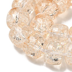 透明なスプレー塗装のクラックルガラスビーズ連売り  コラム  ナバホホワイト  8x6mm  穴：1.2mm  約65個/連  15.55''（39.5センチメートル）&nbsp;GLAA-NH0001-05H