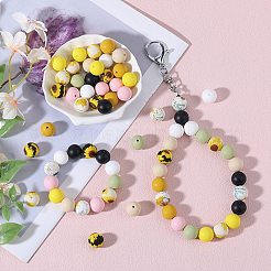 70 個 10 スタイルのシリコン焦点ビーズ  ミックスカラー  15mm  穴：2mm  7個/スタイル&nbsp;SIL-SZ0002-31