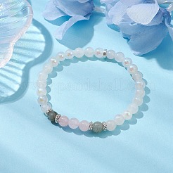 6.5mm Round Natural Labradorite & Rose Quartz & Electroplated White Moonstone Beaded Stretch Bracelets for Women Men&nbsp;BJEW-JB10478