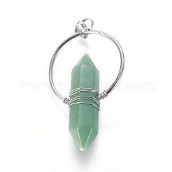 Natural Green Aventurine Wire Wrapped Pointed Big Pendants&nbsp;G-L520-I04-P