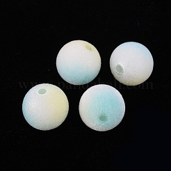 フロッキーのプラスチックビーズ  ラウンド  ターコイズ  12mm  穴：1.8mm&nbsp;KY-Q056-024B