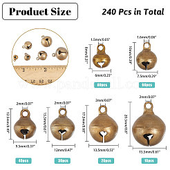 240個6スタイル真鍮ペンダント  鐘  アンティークブロンズ  8~20.5x6~16mm  穴：1.5~2mm&nbsp;KK-CA0002-58