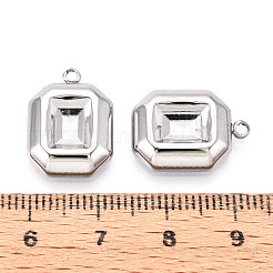 304ステンレススチールペンダントカボションセッティング  八角形  ステンレス鋼色  17.9x13x3.8mm  穴：1.6mm&nbsp;STAS-T065-85P