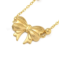 Brass Bowknot Pendant Necklaces&nbsp;NJEW-B115-01G-01