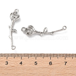 ラックメッキ合金ペンダント  ラインストーン付き  花のチャーム  プラチナ  32x5x3.5mm  穴：1.2mm&nbsp;FIND-M038-05P