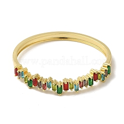 女性用真鍮パヴェガラスヒンジ付きバングル  18KGP本金メッキ  カラフル  内径：2-3/8インチ（5.9cm）&nbsp;BJEW-B091-03G