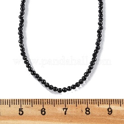 天然黒スピネルビーズのネックレス  真鍮カニカン付き  ファセットラウンドビーズ  15.75インチ〜16.14インチ（40~41cm）x2mm&nbsp;NJEW-K114-A-A20