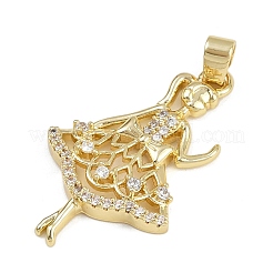 Brass Micro Pave Cubic Zirconia Pendants&nbsp;KK-Z123-18G