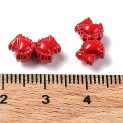スプレー塗装された合金ビード  蝶結び  クリムゾン  7.5x8x5mm  穴：1.6mm&nbsp;X-PALLOY-H134-44