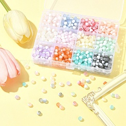 840色のフロストクラックルガラスビーズ12個  ロンデル  ミックスカラー  6x5.5mm  穴：1mm  70個/カラー&nbsp;GLAA-FS0002-17