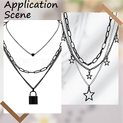 304ステンレススチールチェーンネックレス/ブレスレットのDIYキット  ブラック  6~12x4~7x0.8~3mm&nbsp;DIY-SP0003-51A