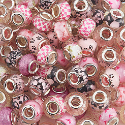 100Pcs Printed Transparent Resin European Beads&nbsp;RESI-PA0001-18B