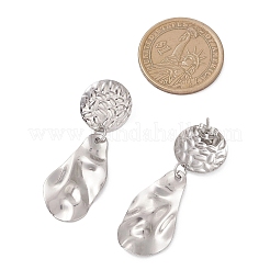 304 Stainless Steel Teardrop with Flat Round Dangle Stud Earrings&nbsp;EJEW-JE06753