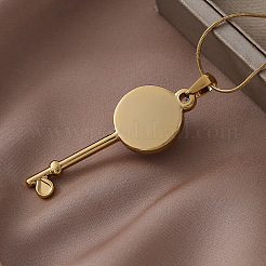 304 Stainless Steel with White Imitation Pearl Key Pendant Necklaces for Women&nbsp;OM7731