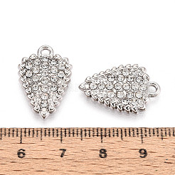 合金ラインストーンペンダント  コーン  鉛フリー＆カドミウムフリー  プラチナ  21x14x2mm  穴：1.6mm&nbsp;FIND-N008-05P
