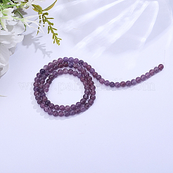 天然レピドライト/紫雲母石ビーズ1連  ラウンド  4mm  穴：0.8mm  約83個/連  14.8インチ&nbsp;G-ME0001-35