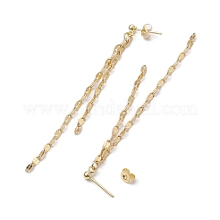 304ステンレススチールスタッドピアス  真鍮のダップチェーンタッセルイヤリング  14KGP本金メッキ  77mm&nbsp;EJEW-JE05732