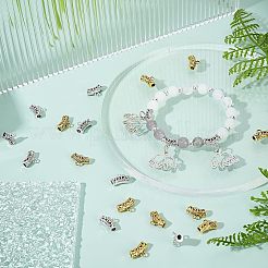 100色の合金チューブベイル2個  ループベイル  カーブチューブ保釈ビーズ  アンティークシルバー＆アンティーク金色  9x14x5mm  穴：2mm  内径：3mm  50個/カラー&nbsp;KK-FH0004-52
