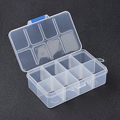 オーガナイザー収納プラスチックボックス  長方形  ビーズコンテナ  ホワイト  11x7x3cm  1つのコンパートメントさ：3x2.5cm  8区画/ボックス&nbsp;CON-WH0001-01A