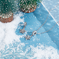 2Pcs 2 Colors Brass Sky Blue Cubic Zirconia Snowflake European Dangle Charms&nbsp;KK-PH0012-32