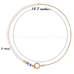 Vintage Natural Pearl Beaded Necklace for Girl Women&nbsp;NJEW-SW00002-03