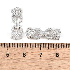Brass Micro Pave Clear Cubic Zirconia Fold Over Clasps&nbsp;CU-CBA7BFE-06A-P